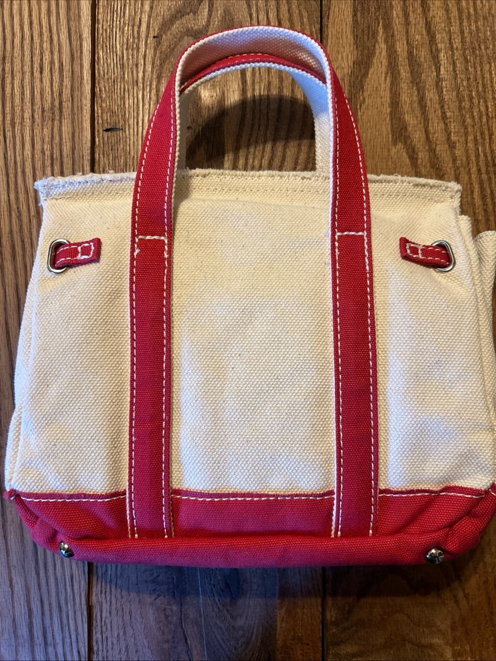 NEW Viral Sunwin Boatkin Small Tote Cream canvas/Red Handles Beach Wirkincore - Picture 2 of 13